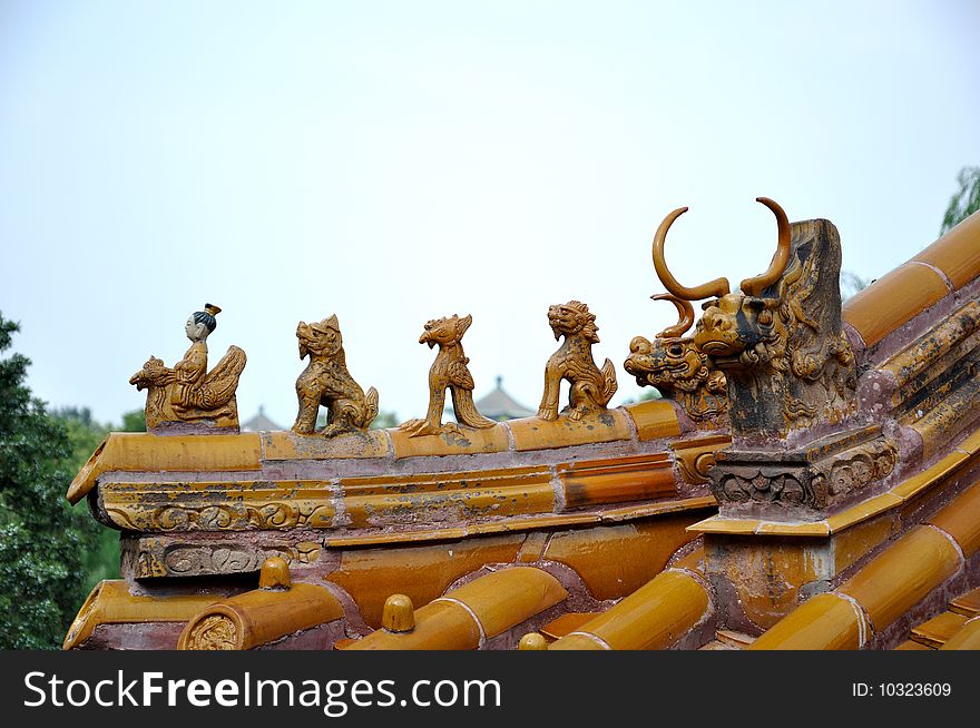 Corner of roof in Beihai Imperial Park