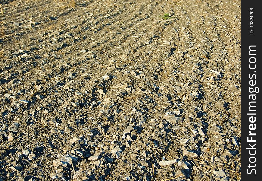 Dirty stripped ground with stones. Dirty stripped ground with stones