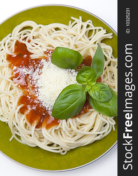 Close up of basic ingredients for italian pasta. All isolated on white.