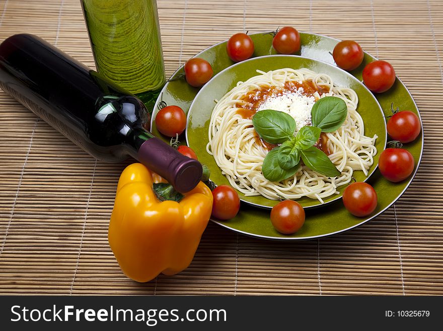 Close up of basic ingredients for italian pasta. All isolated on white.