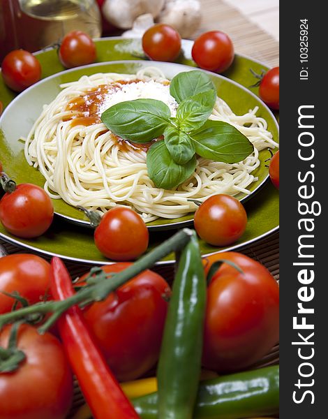 Close up of basic ingredients for italian pasta. All isolated on white.