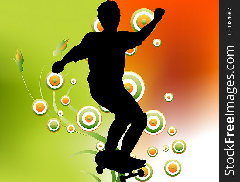 Editable  illustration of a  skater in air.