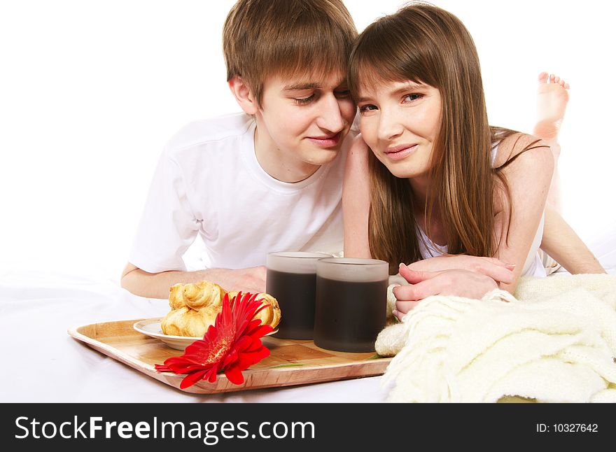 Happy young couple having a coffee. Happy young couple having a coffee