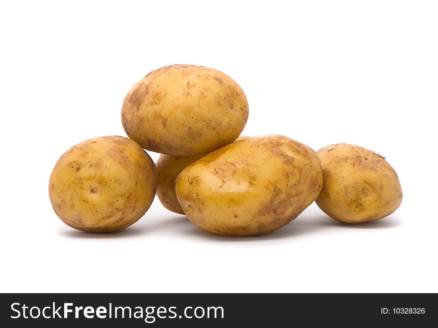Potatoes on studio white background