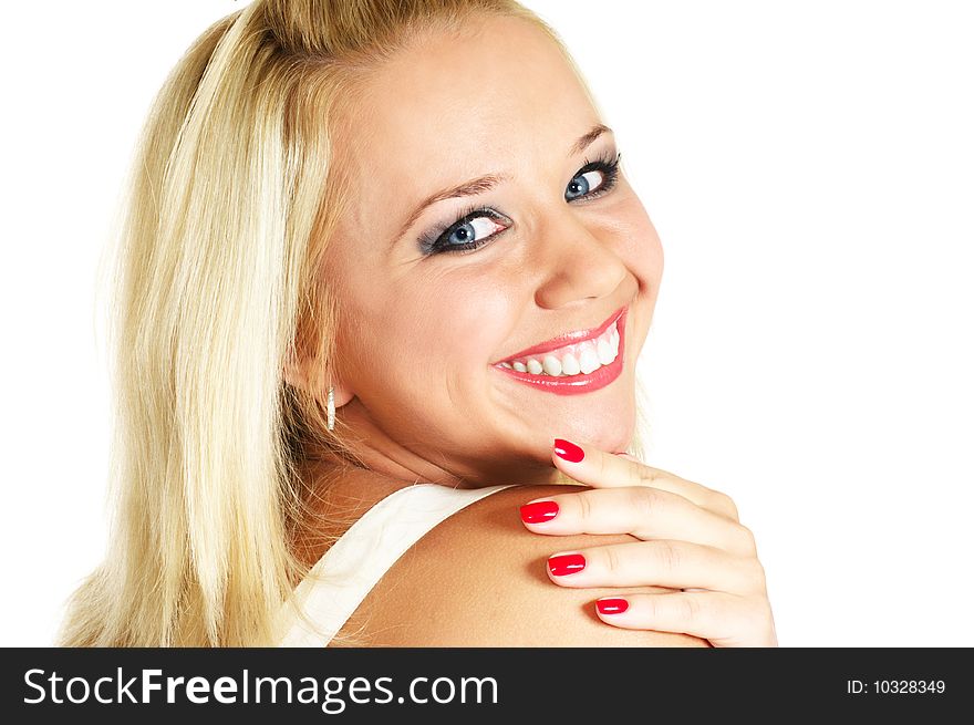 Laughing blonde woman