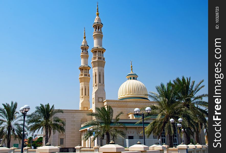 The minarets and dome of a Dubai Mosque. The minarets and dome of a Dubai Mosque
