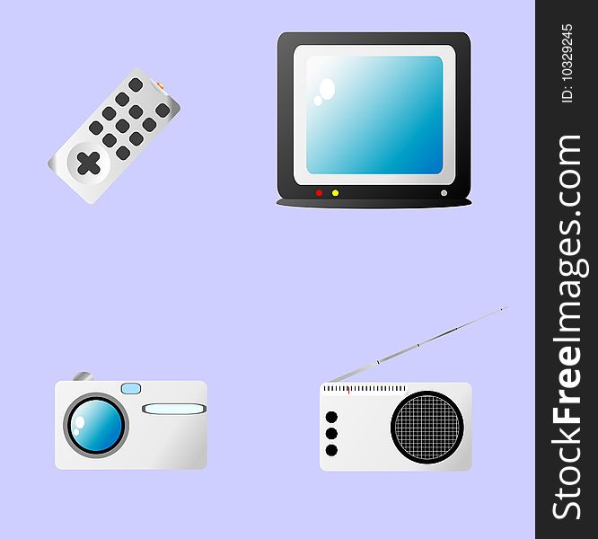 TV, camera and radio. Electric devices. TV, camera and radio. Electric devices.