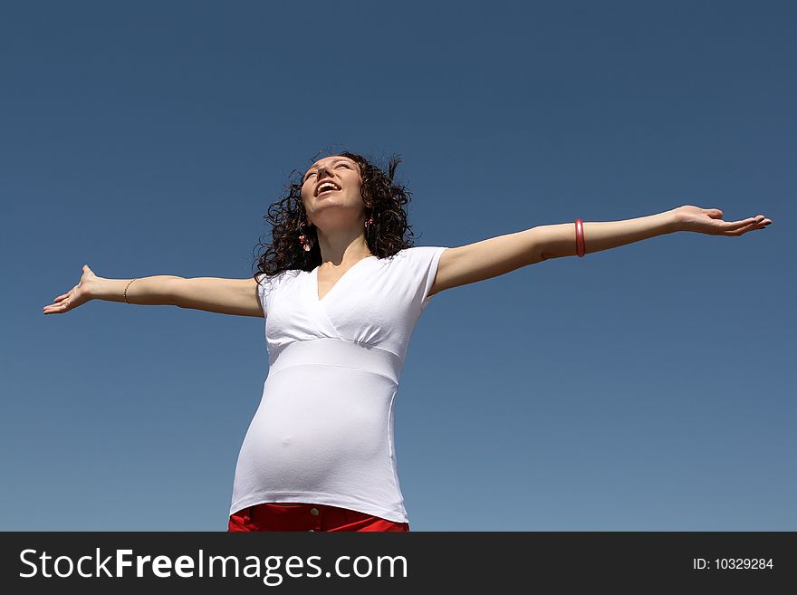 Pregnant Woman And Sky