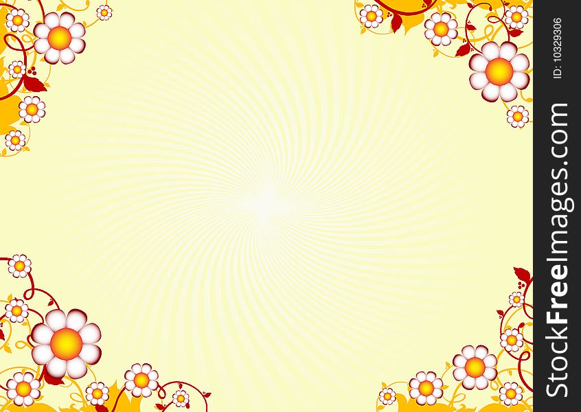 Floral yellow background with place for text. Floral yellow background with place for text