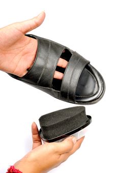 Polishing Footwear Stock Image Polishing Footwear Stock Image