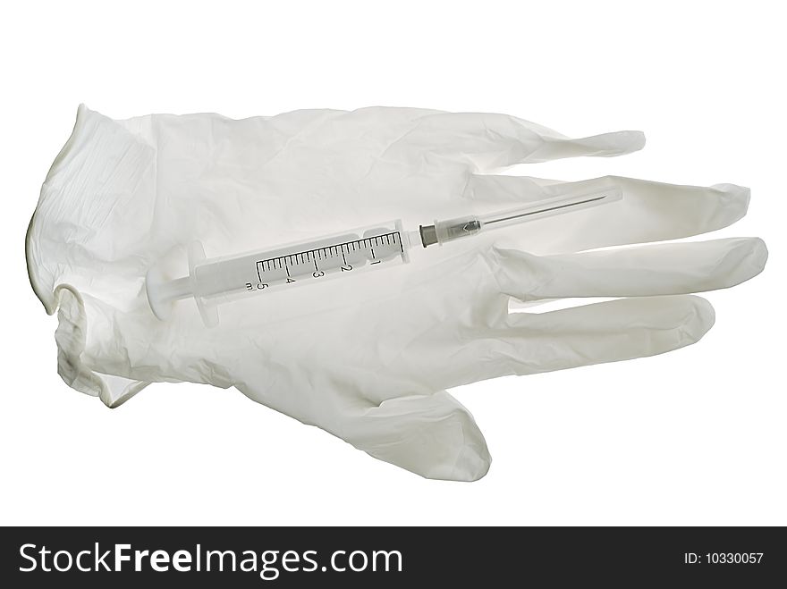 Glove and syringe