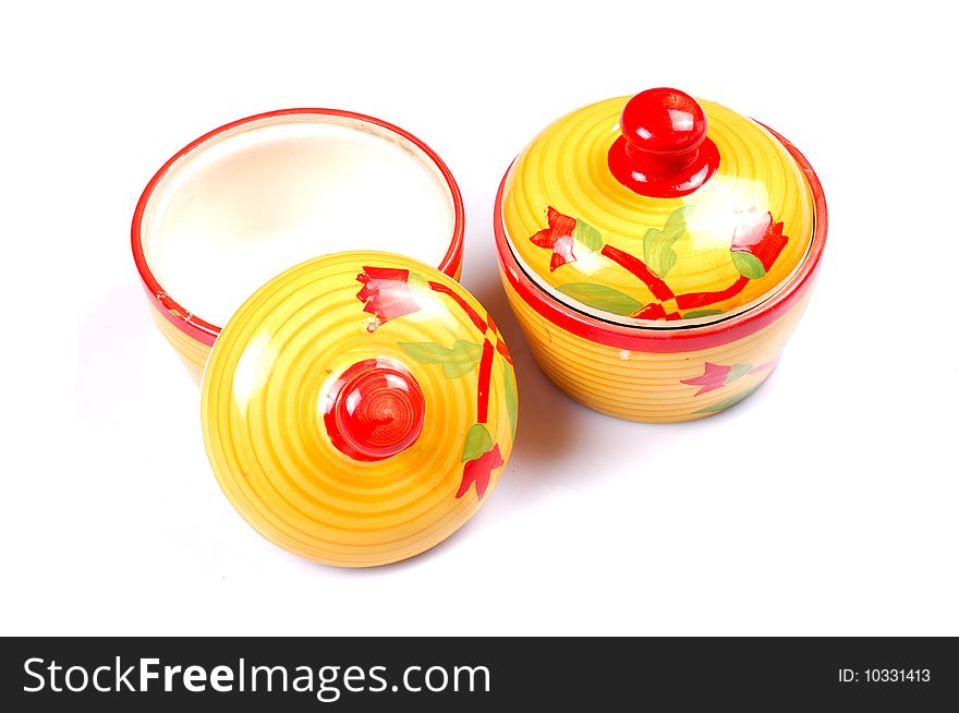 Chinese utensils isolated on white background.