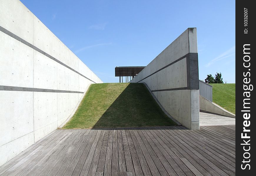 Abstract Structure of Concrete and Grass With Blue Sky. Abstract Structure of Concrete and Grass With Blue Sky