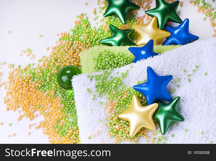 Colorful spa details on white background