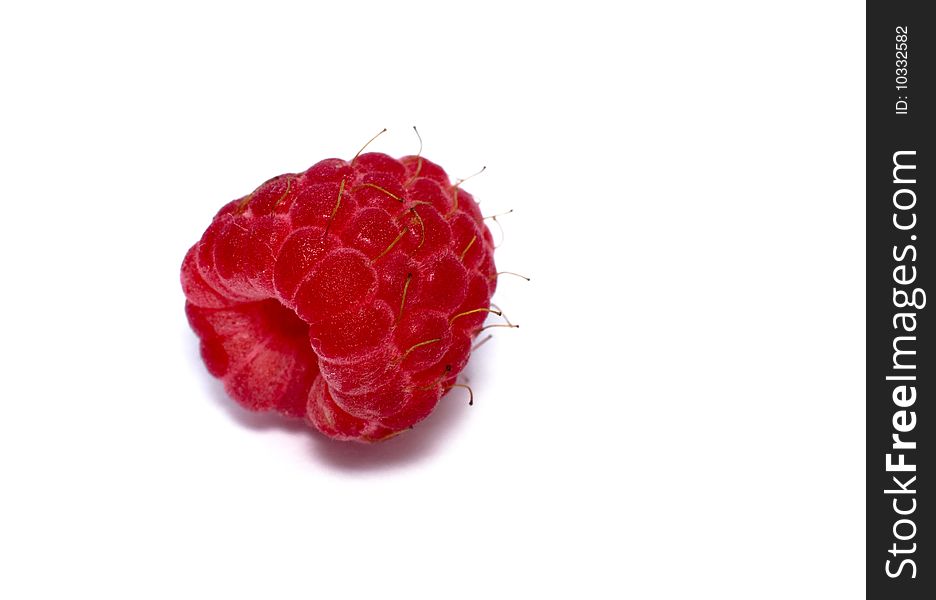 Red raspberry isolated on white