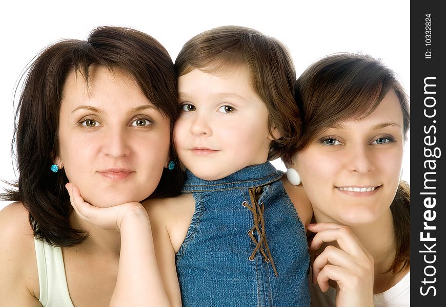 Studio portrait of mother and two daughters