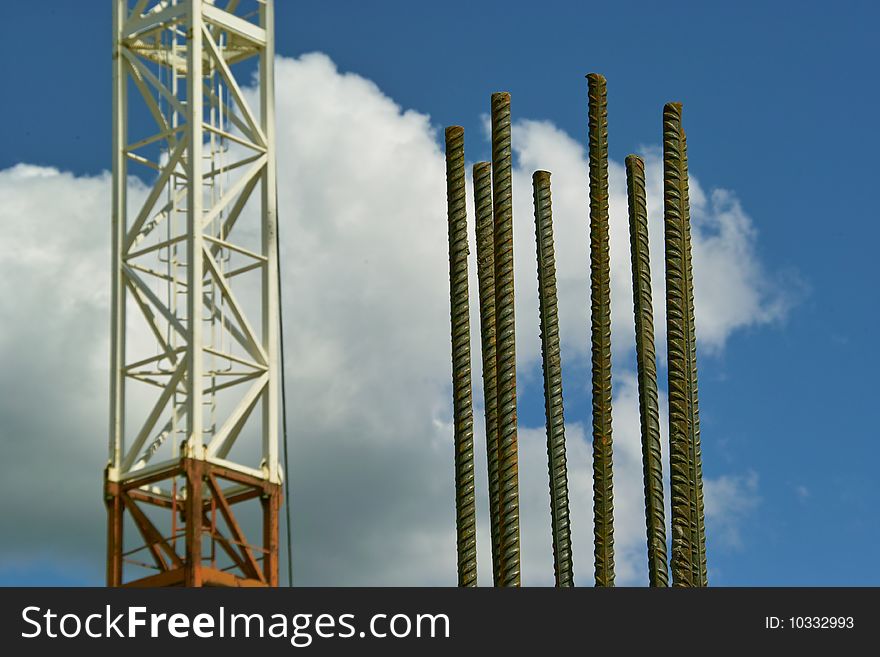 Crane and Armoring Building Site Construction