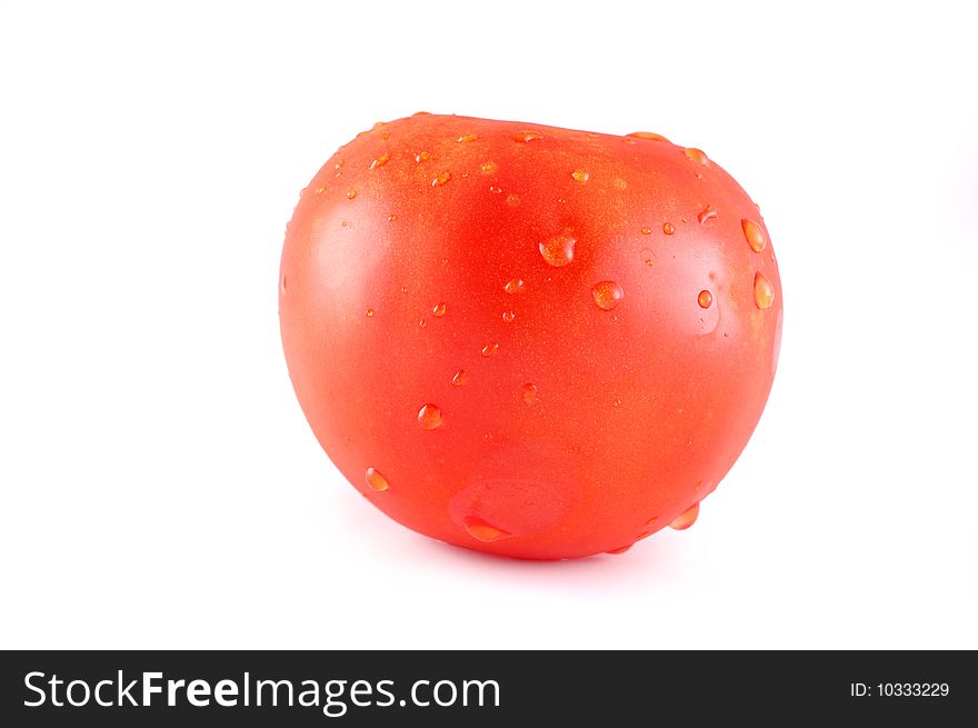 Red tomato on a white background