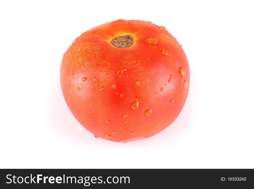 Red tomato on a white background