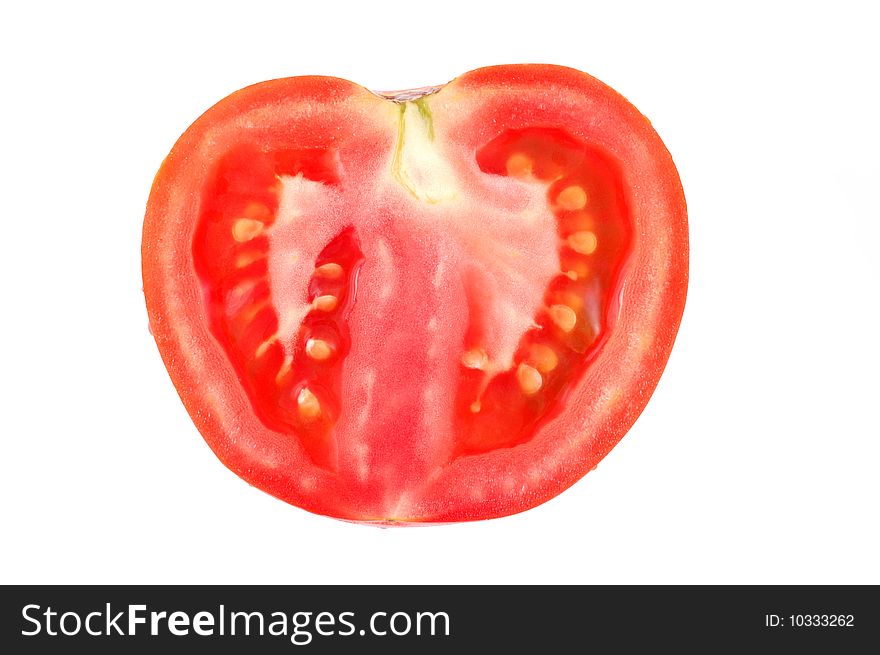 Red tomato on a white background