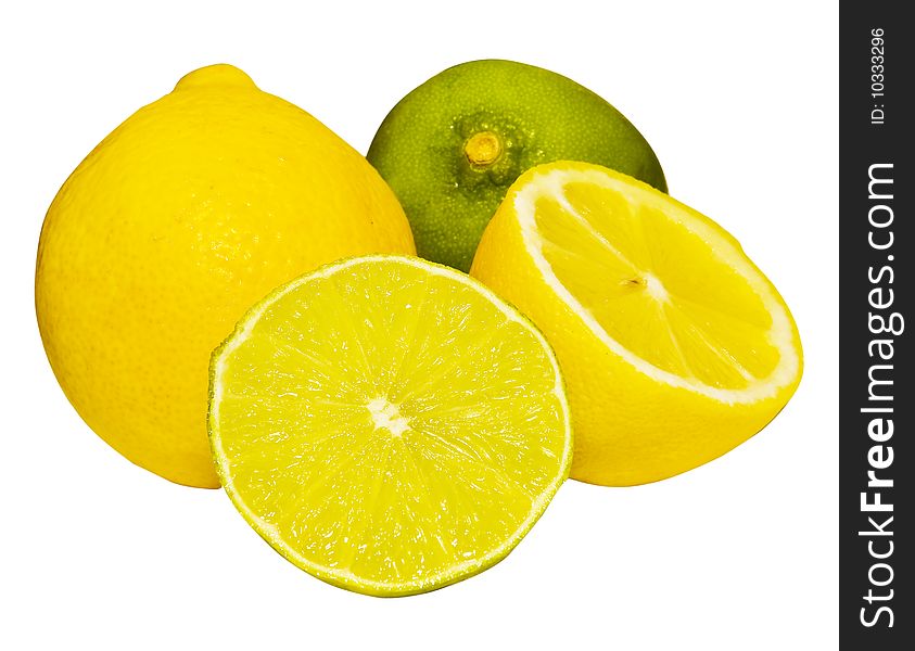 Several limes and lemons isolated on white. Several limes and lemons isolated on white