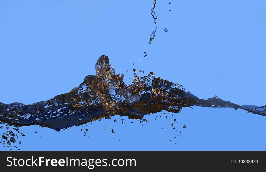 Close up of splash in water in blue tones