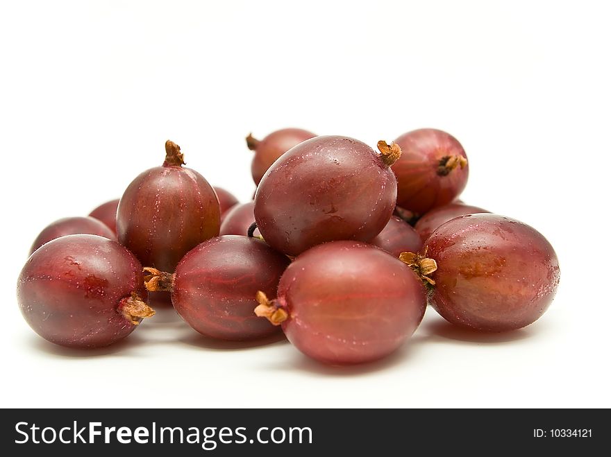 Red gooseberry on a white background