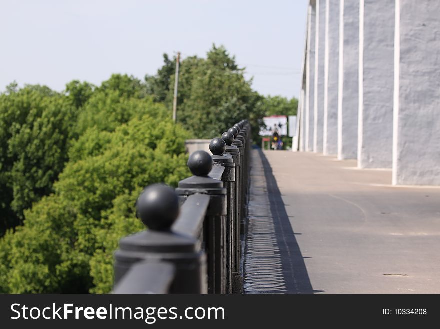 Barrier construction of bridge a river