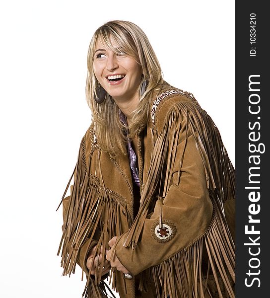 cow girl with indian lether jacket. cow girl with indian lether jacket