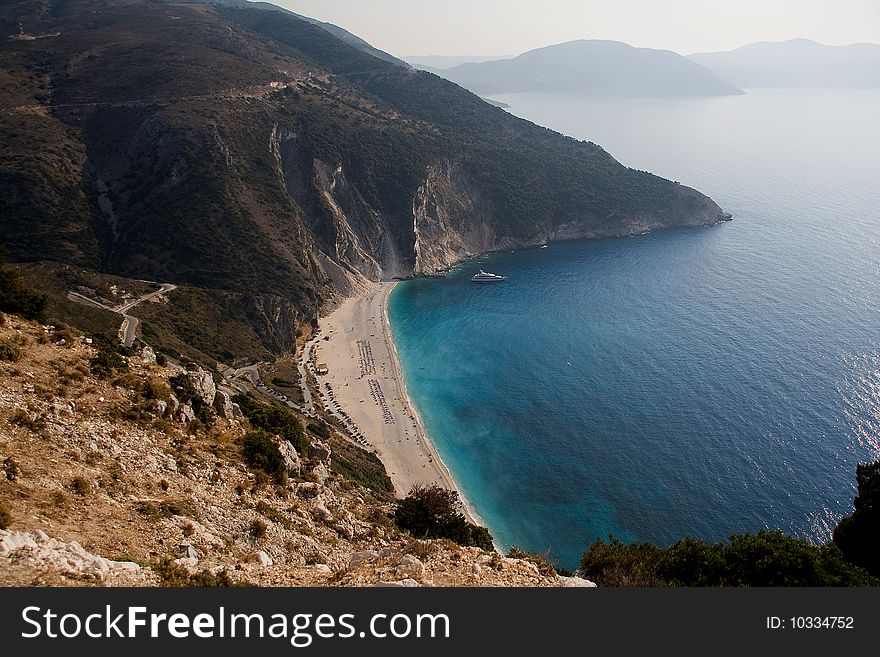 Most beautiful Beach on earth, The Myrthos Beach in Kefalonia, Greece.