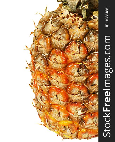 Pineapple close up isolated on white background