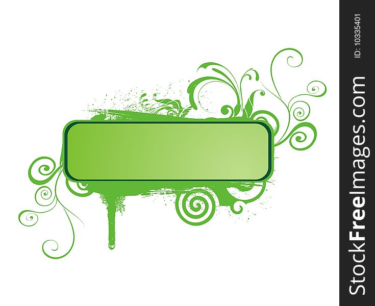 Grunge green banner with floral. Grunge green banner with floral