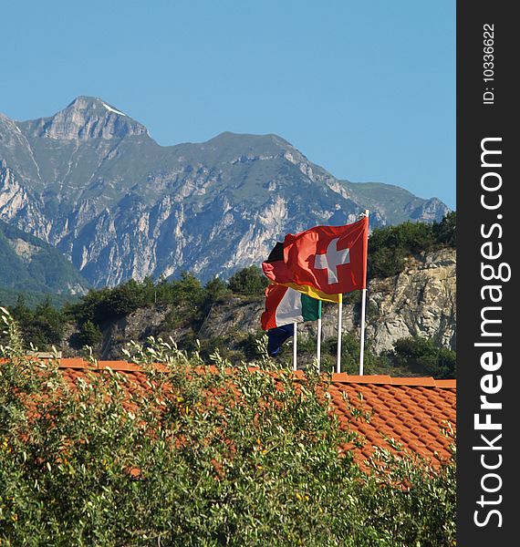 Hotel Roof With Flags