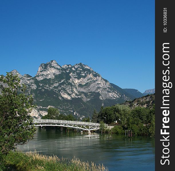 Bridge across river Sarca, Trentino, Italy