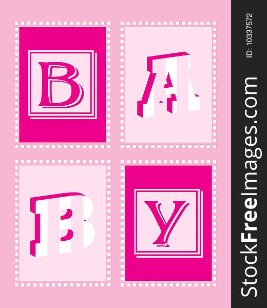 Baby Girl Announcement Card with funky lettering