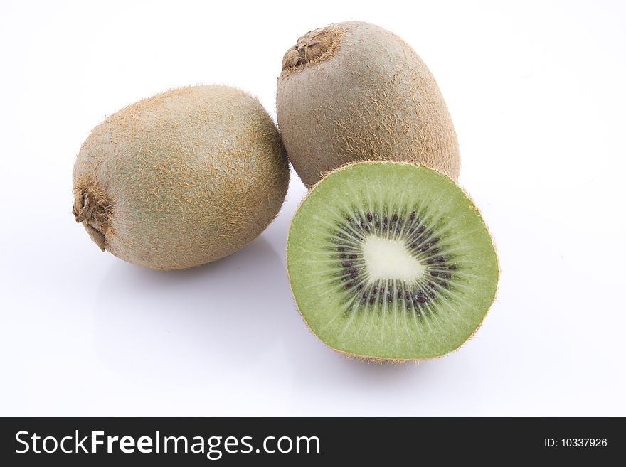 Kiwi fruits on white background