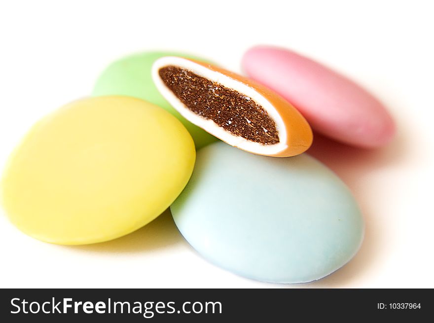 Round colorful candy tablets