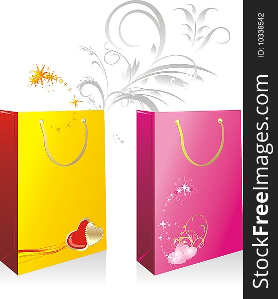 Packings for a gifts to the Valentines day. Vector illustration