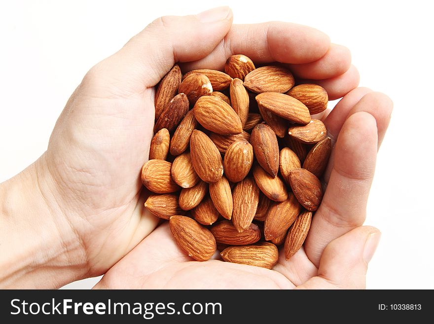 A hand-full of almonds