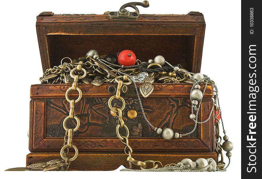 Treasure chest isolated on white background