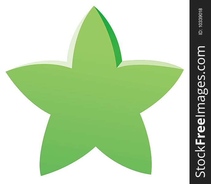 A big green stars isolate in a white background