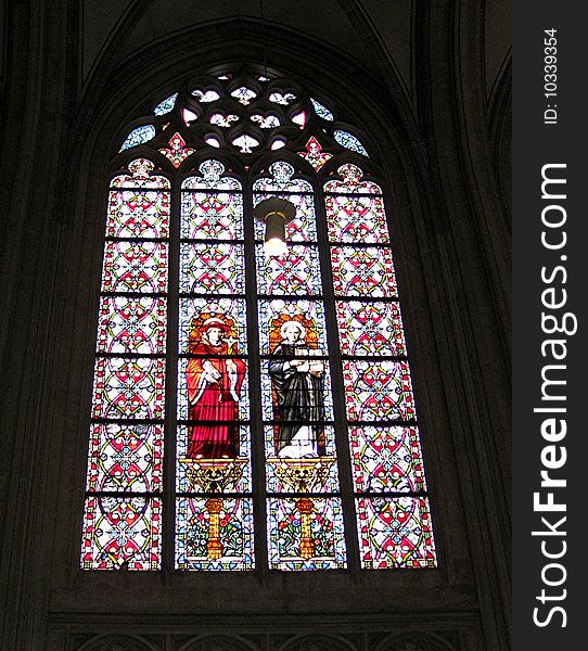 Colorful stained glass church window. Colorful stained glass church window