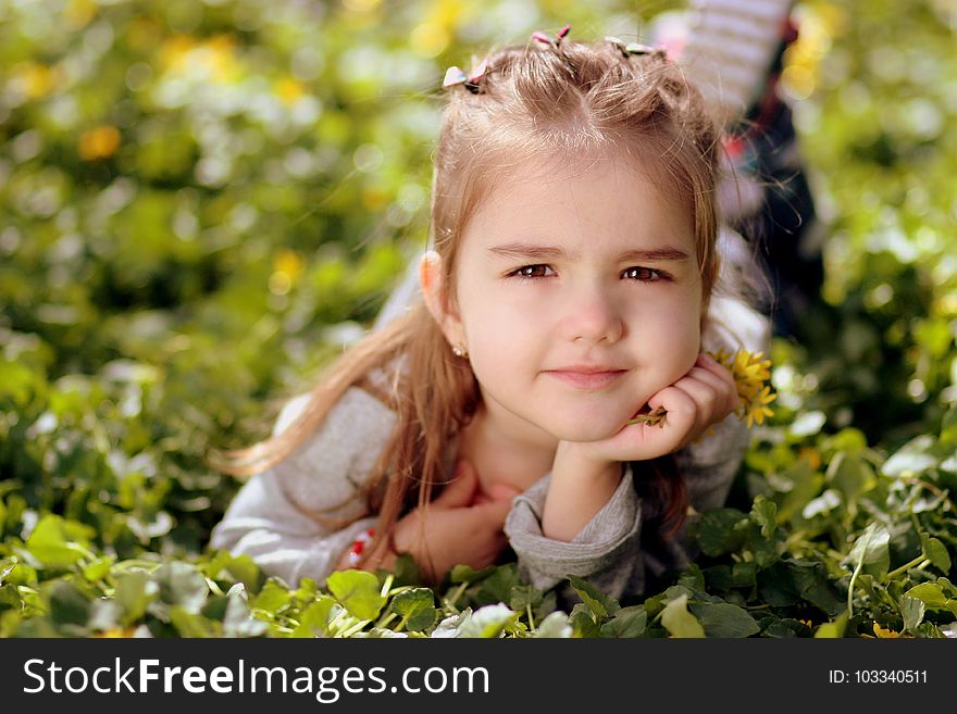 Child, Human Hair Color, Grass, Beauty
