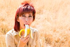 Woman Eating A Banana Royalty Free Stock Photos Woman Eating A Banana Royalty Free Stock Photos
