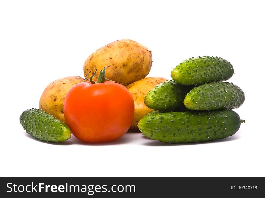 Fresh Tomato, Cucumbers And Potatoes
