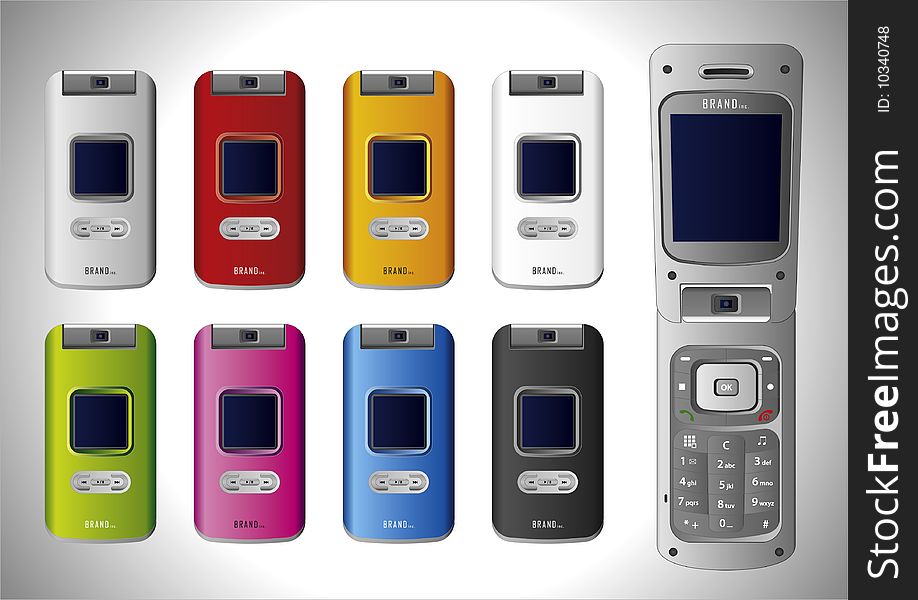 Mobile phones with different colours. Mobile phones with different colours