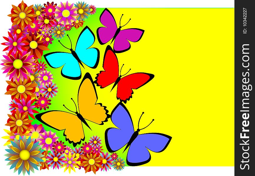 Butterflies and colours, a template for designers. Butterflies and colours, a template for designers