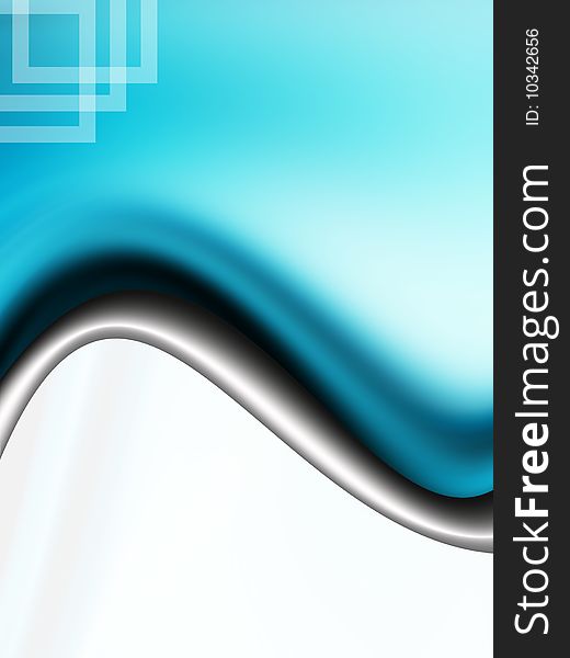 Blue  and chrome wave with abstract shapes. Blue  and chrome wave with abstract shapes