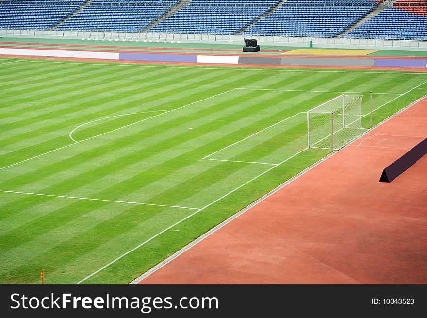 Green and Empty Football Field. Green and Empty Football Field