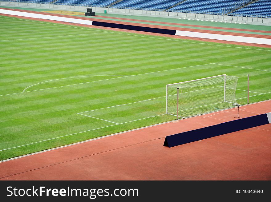 Green and Empty Football Field. Green and Empty Football Field